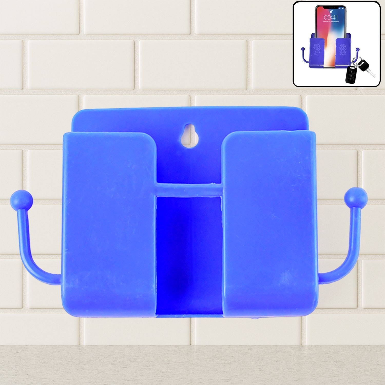 Wall-Mounted Blue Phone Holder Wall-Mounted Blue Phone Holder